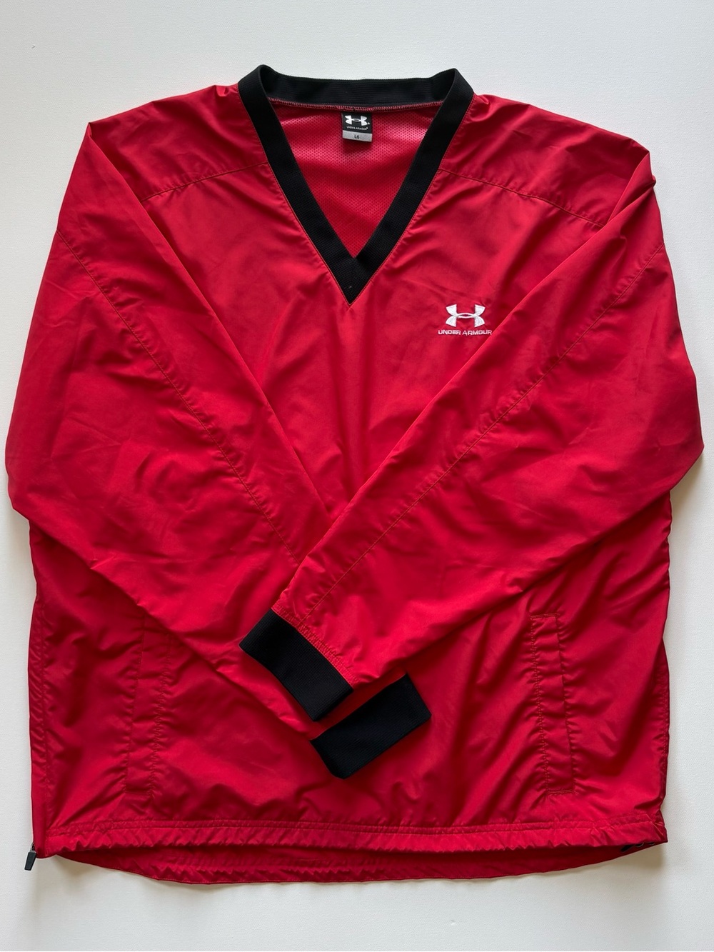 Under Armour Mens Large Windbreaker Pullover Golf Jacket V-Neck Mesh Lined